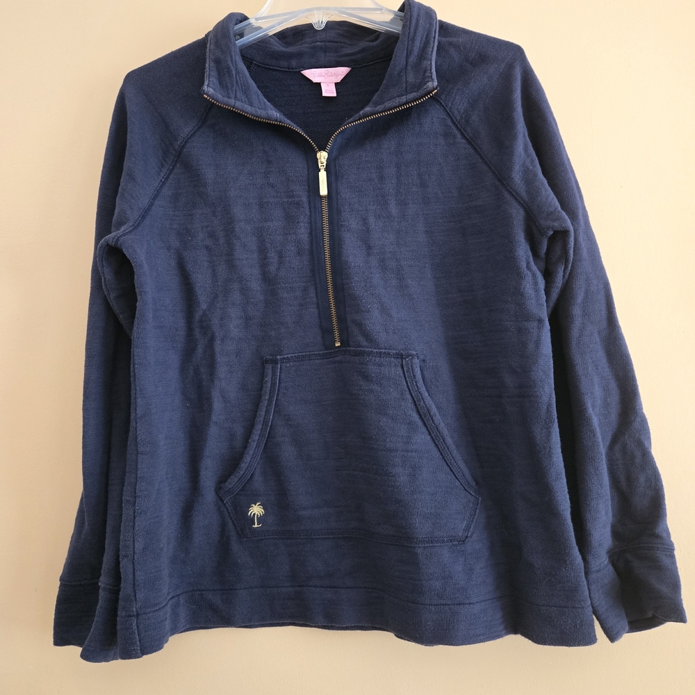 Lilly Pulitzer Navy Blue Quarter-Zip Pullover Size Small